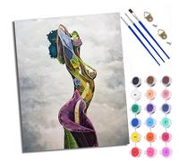 WXRWANG Paint by Numbers Kits for Adults Painting Kits for Beginners On Clear Symbols Colored Canvas Girl Made of Flowers Easy DIY Acrylic Pigment Drawing Paintwork for Home Wall Decor Frameless
