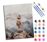 WXRWANG Paint by Numbers Kits for Adults Painting Kits for Beginners On Clear Symbols Colored Canvas boy with a Schoolbag Easy Acrylic Pigment Drawing Paintwork for Home Wall Decor Frameless