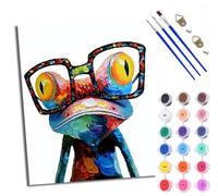 WXRWANG Paint by Numbers Kits for Adults Painting Kits for Beginners On Clear Symbols Colored Canvas Colorful Frog Wearing Glasses Acrylic Pigment Drawing Paintwork for Home Wall Decor with Frame