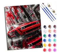WXRWANG Paint by Numbers Kits for Adults Painting Kits for Beginners On Clear Symbols Colored Canvas Red Street Sports Car Easy Acrylic Pigment for Home Wall Decor 16x20in with Frame