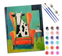 WXRWANG Paint by Numbers Kits for Adults Painting Kits for Beginners On Clear Symbols Colored Canvas Piebald Cow on The Sofa Easy Acrylic Pigment Drawing Paintwork for Home Wall Decor Frameless