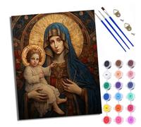 WXRWANG Paint by Numbers Kits for Adults Painting Kits for Beginners On Clear Symbols Colored Canvas Image of The Virgin Mary Easy DIY Acrylic Pigment Drawing Paintwork for Home Wall Decor 16x20in