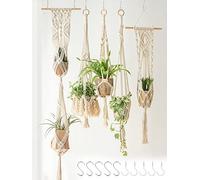 WXS-CHALL 5 Pack Macrame Plant Hangers Hanging Planter, Cotton Rope Hanging Plant Holders Decorative Flower Pots Indoor Outdoor Boho Home Decor (5 Size and 10 Hooks)