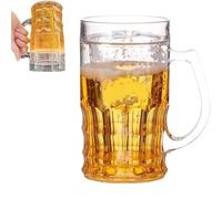 Wxshang Fake Beer Glass, 400ml Double Layer Funny Beer Stein with Mezzanine, Prank Beer Mug with Handles, Large Capacity Leak-Proof Realistic Prank Cup for Party Gag Gifts, Home Bar Decor (1 Pcs B)