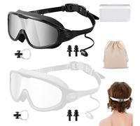 Wxshang My Cool Summer Goggles - Tyglobal Swim Goggles with Ear Plugs, Wide View Anti Fog & UV SwimmingGoggles for Audlt Kids (C Set)