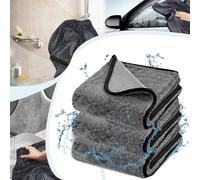 Wxshang Shiny Bath XXL Drying Towel, 3pcs, 40x60cm, Microfibre, Black, Bath Towel