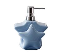 WXTRE Hand Soap Dispenser Liquid Dispensers Dual-purpose Soap Dispenser with Sponge Seat Star Shape Ceramic Soap Bottle Soap Pump for Kitchen Bathroom 13.52oz (Color : Blue)