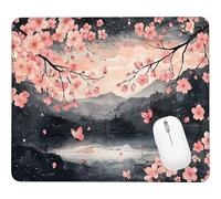 Wxuaixnn Cherry Blossoms Square Gaming Mouse Pad, 27x21cm Portable Small Computer Mouse Pad, Mousepad for Desk with Non-Slip Rubber Base, Smooth Glide Fabric Surface for Office Gaming Laptop. WH-4712