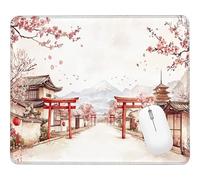 Wxuaixnn Japanese Style Gaming Small Mouse Pad, 30x25cm Square Computer Mouse Pad, Portable Small Mouses Mat with Non-Slip Rubber, Washable Stitched Edge, for Gaming Office Worki and Home. WH-4815