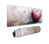 Wxuaixnn Large Mouse Mat 120x60cm with Stitched Edges & Non-Slip Base, Heart Gaming Mouse Pad, Plus Waterproof Mouse Mat & Durable XXL Mouse Pad White for PC Gamer, Office or Home -10125