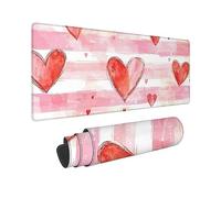 Wxuaixnn Large Mouse Mat 120x60cm with Stitched Edges & Non-Slip Base, Heart Gaming Mouse Pad, Plus Waterproof Mouse Mat & Durable XXL Mouse Pad Pink for PC Gamer, Office or Home -10449