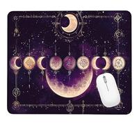 Wxuaixnn Moon Gaming Small Mouse Pad, 28x20cm Square Computer Mouse Pad, Portable Small Mouses Mat with Non-Slip Rubber, Washable Stitched Edge, for Gaming Office Worki and Home. WH-4655