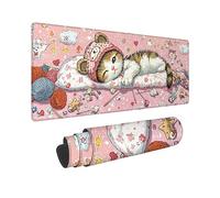 Wxuaixnn XXL Cat Gaming Mouse Mat 160x80cm with Stitched Edges & Non-Slip Base, Plus Waterproof Mouse Pad & Durable Smooth Mouse Pad, Large Mouse Mat Pink for PC Gamer, Office or Home -9614