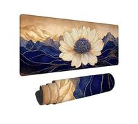 Wxuaixnn XXL Flowers Gaming Mouse Mat 100x50cm with Stitched Edges & Non-Slip Base, Plus Waterproof Mouse Pad & Durable Smooth Mouse Pad, Large Mouse Mat Beige for PC Gamer, Office or Home -10760