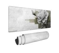 Wxuaixnn XXL Flowers Gaming Mouse Mat 160x80cm with Stitched Edges & Non-Slip Base, Plus Waterproof Mouse Pad & Durable Smooth Mouse Pad, Large Mouse Mat White for PC Gamer, Office or Home -10852