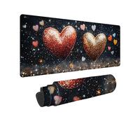 Wxuaixnn XXL Heart Gaming Mouse Mat 100x50cm with Stitched Edges & Non-Slip Base, Plus Waterproof Mouse Pad & Durable Smooth Mouse Pad, Large Mouse Mat Blue for PC Gamer, Office or Home -11036