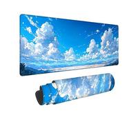 Wxuaixnn XXL White Gaming Mouse Mat 90x40cm with Stitched Edges & Non-Slip Base, Plus Waterproof Mouse Pad & Durable Smooth Mouse Pad, Large Mouse Mat Blue for PC Gamer, Office or Home -9662