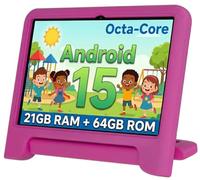 WXUNJA Android 15 Kids Tablet, 2025 Upgraded 10.1 Inch Tablets with Octa-core Processor, 6000mAh Battery, Kid Space, Parental Control,Pre-Loaded Kids Apps, 2.4/5GHZ Dual WiFi, Case Included, Red