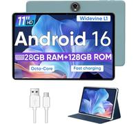 WXUNJA Android 16 Tablet,11 Inch Tablets with Octa Core Processor, 28GB RAM 128GB ROM 1TB Expand, Widevine L1, 8000mAh Battery, 2.4/5Ghz Dual WiFi/GPS/FM, 5/8MP Cameras, Case Included, Blue