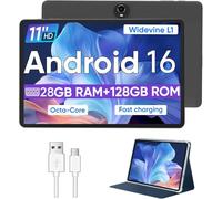 WXUNJA Android 16 Tablet,11 Inch Tablets with Octa Core Processor, 28GB RAM 128GB ROM 1TB Expand, Widevine L1, 8000mAh Battery, 2.4/5Ghz Dual WiFi/GPS/FM, 5/8MP Cameras, Case Included, Black