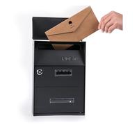 WxuuLTGJR Lockable Mailbox Wall Mount Letter Delivery Box with Key Post Office Box Curbside Mailbox Outdoor Drop Box Stainless Steel Letterbox