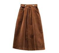 WxuuLTGJR long skirts for women Elastic High Waist A Line long skirts Corduroy Midi Skirt Fall and Winter Loose Casual Long Skirt