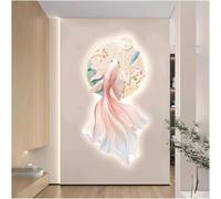 WxuuLTGJR Wall Art Decor Lotus LED Wall Decor Sculpture Koi Fish Entryway Decor Art Painting with LED Wall Decor Wall Sculpture Lotus Pond(Multicolor,60x120cm)