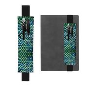 WXWJSHMGC 3D Magical Dragon Scales Pattern Print 2pcs Adjustable Elastic Band Pen Holder Pu Leather Pen Sleeve Pouch for Hardcover Journals, Notebooks for Back to School Gift