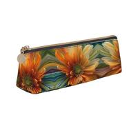 WXWJSHMGC Abstract Daisy Print Leather Pencil Case,Fountain Pen Case,Personalised Portable Big Capacity Study Pencil Case for Secondary School Girls Boys