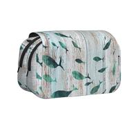 WXWJSHMGC Abstract Shoal of Fish Print Pen Case Bag - Portable Double Layer Storage Pencil Bag for Child, Girls, Boys and Adults
