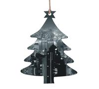 WXWJSHMGC Aerial Night Of View Hong Kong Print Christmas Bauble Christmas Tree Decorations Wooden Hanging Xmas Gifts Pendant(2pcs)