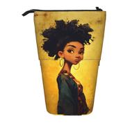 WXWJSHMGC African American Black Gir Print Pencil Telescopic Case Versatile Storage Bag,Office, and Adult Storage Box Gifts