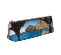 WXWJSHMGC Arch in Mallorca Spain Print Leather Pencil Case,Fountain Pen Case,Personalised Portable Big Capacity Study Pencil Case for Secondary School Girls Boys