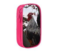 WXWJSHMGC Backyard Chickens Print Large Capacity Double Layer Pencil Case with Zipper â€“ Durable Fabric School Pouch for Pens,â€“ Ideal for Students