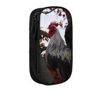 WXWJSHMGC Backyard Chickens Print Large Capacity Double Layer Pencil Case with Zipper â€“ Durable Fabric School Pouch for Pens,â€“ Ideal for Students