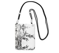 WXWJSHMGC Bamboo Tree Image Chinese Calligraphy Print Mini Crossbody Phone Bag - Ladies Purse for Mobile and Smart Phones