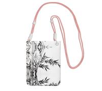 WXWJSHMGC Bamboo Tree Image Chinese Calligraphy Print Mini Crossbody Phone Bag - Ladies Purse for Mobile and Smart Phones