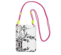 WXWJSHMGC Bamboo Tree Image Chinese Calligraphy Print Mini Crossbody Phone Bag - Ladies Purse for Mobile and Smart Phones