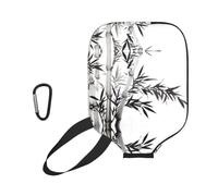 WXWJSHMGC Bamboo Tree Image Chinese Calligraphy Print Pickleball Paddle Cover with Rope & Zipper, 29.5x22cm Neoprene Scratch-Proof & Machine Washable Racket Protective Bag