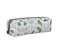 WXWJSHMGC Basil Thyme Dill & Rosemary Print Leather Pencil Case Simple,with Metallic Zipper Pocket,Storage Pouch for Girls Boys Student College Middle School