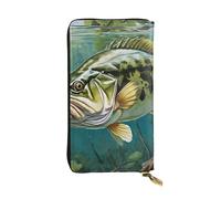 WXWJSHMGC Bass Fishing Wave Print Fashion Long Wallet Shopping Clutch Purse Pu Leather Handbags for Ladies,Men's Wallets