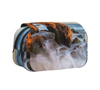 WXWJSHMGC Beach Malibu Print Pen Case Bag - Portable Double Layer Storage Pencil Bag for Child, Girls, Boys and Adults