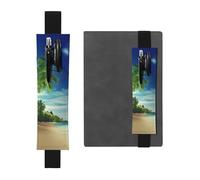 WXWJSHMGC Beach Sunset Tranquil Print 2pcs Adjustable Elastic Band Pen Holder Pu Leather Pen Sleeve Pouch for Hardcover Journals, Notebooks for Back to School Gift