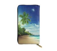 WXWJSHMGC Beach Sunset Tranquil Print Fashion Long Wallet Shopping Clutch Purse Pu Leather Handbags for Ladies,Men's Wallets
