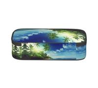 WXWJSHMGC Beach Sunset Tranquil Print Pencil Case - Cute Pencil Case with Zip Closure Large Pencil Box for Student