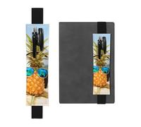 WXWJSHMGC Beach Two Pineapples Sea Print 2pcs Adjustable Elastic Band Pen Holder Pu Leather Pen Sleeve Pouch for Hardcover Journals, Notebooks for Back to School Gift