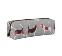 WXWJSHMGC Beagle Patterns Print Leather Pencil Case Simple,with Metallic Zipper Pocket,Storage Pouch for Girls Boys Student College Middle School