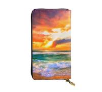 WXWJSHMGC Beautiful Beach at Sunset Print Fashion Long Wallet Shopping Clutch Purse Pu Leather Handbags for Ladies,Men's Wallets