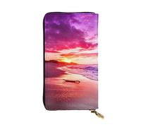 WXWJSHMGC Beautiful Beach Sunset Print Fashion Long Wallet Shopping Clutch Purse Pu Leather Handbags for Ladies,Men's Wallets