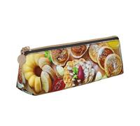 WXWJSHMGC Beautiful Breakfast Print Leather Pencil Case,Fountain Pen Case,Personalised Portable Big Capacity Study Pencil Case for Secondary School Girls Boys